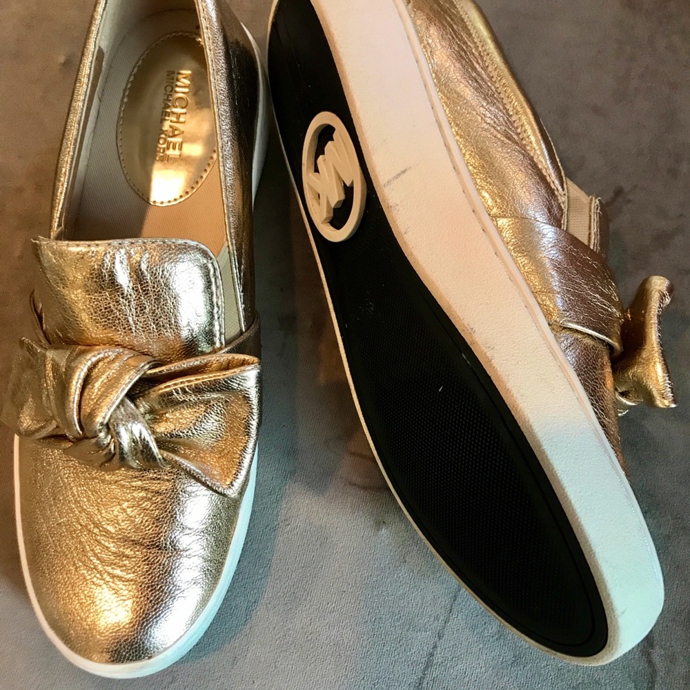 Michael Kors gold loafers